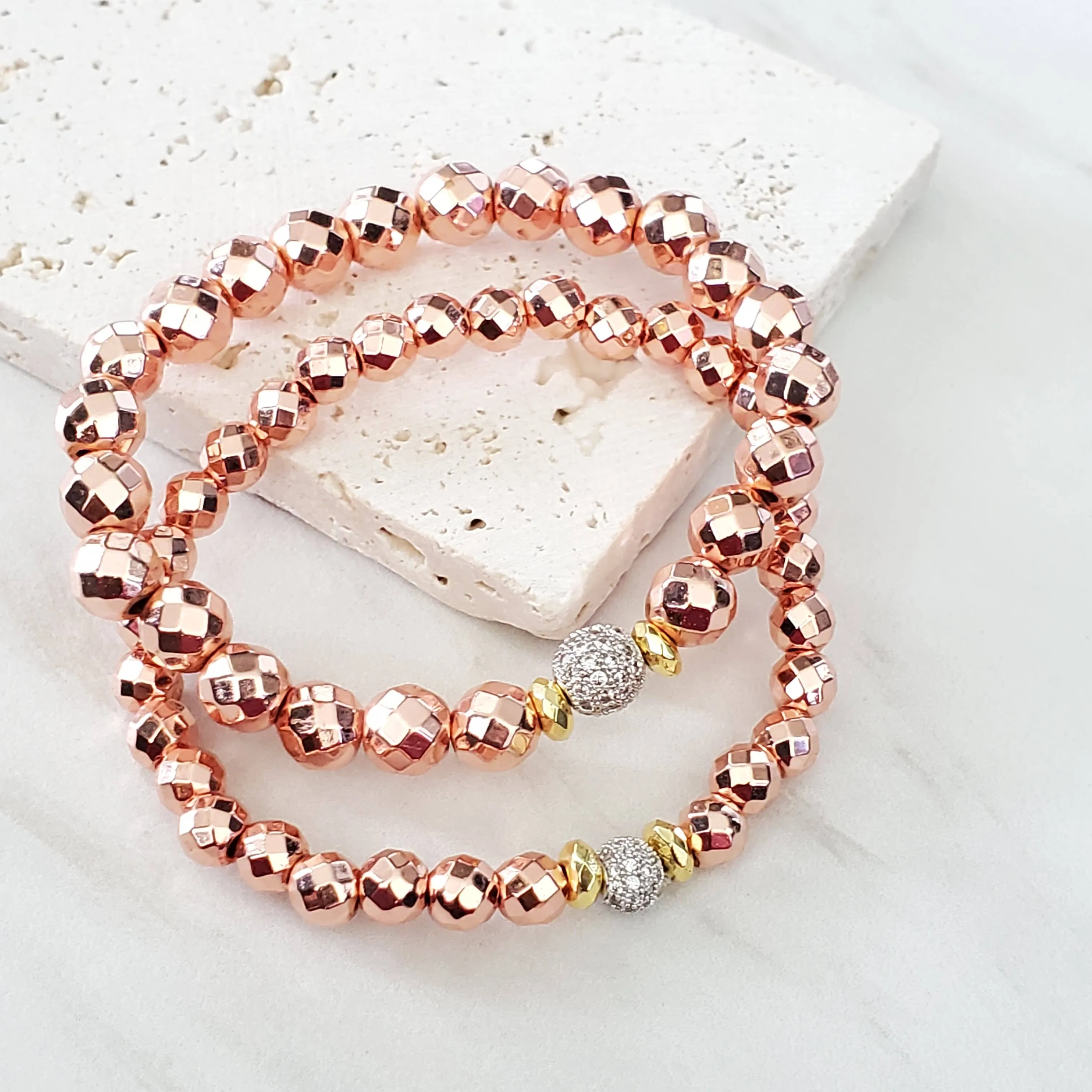 Expressions Bracelets - Rose Gold Beaded Boho Stacking Bracelet