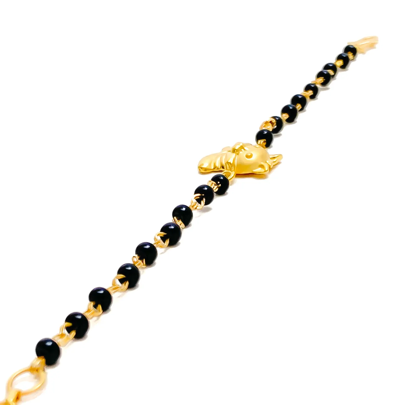 Fashionable Ornate 22k Gold Black Bead Baby Bracelet