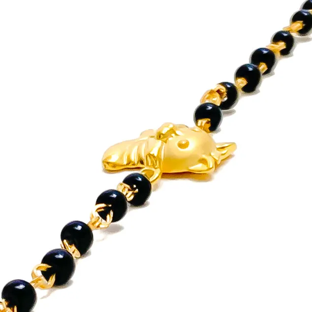 Fashionable Ornate 22k Gold Black Bead Baby Bracelet