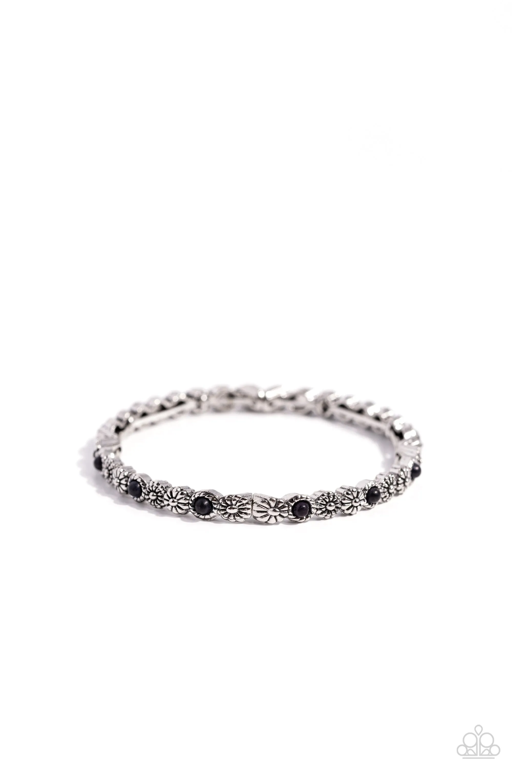 Floral Fast Lane - Black - Flower Paparazzi Stretchy Bracelet