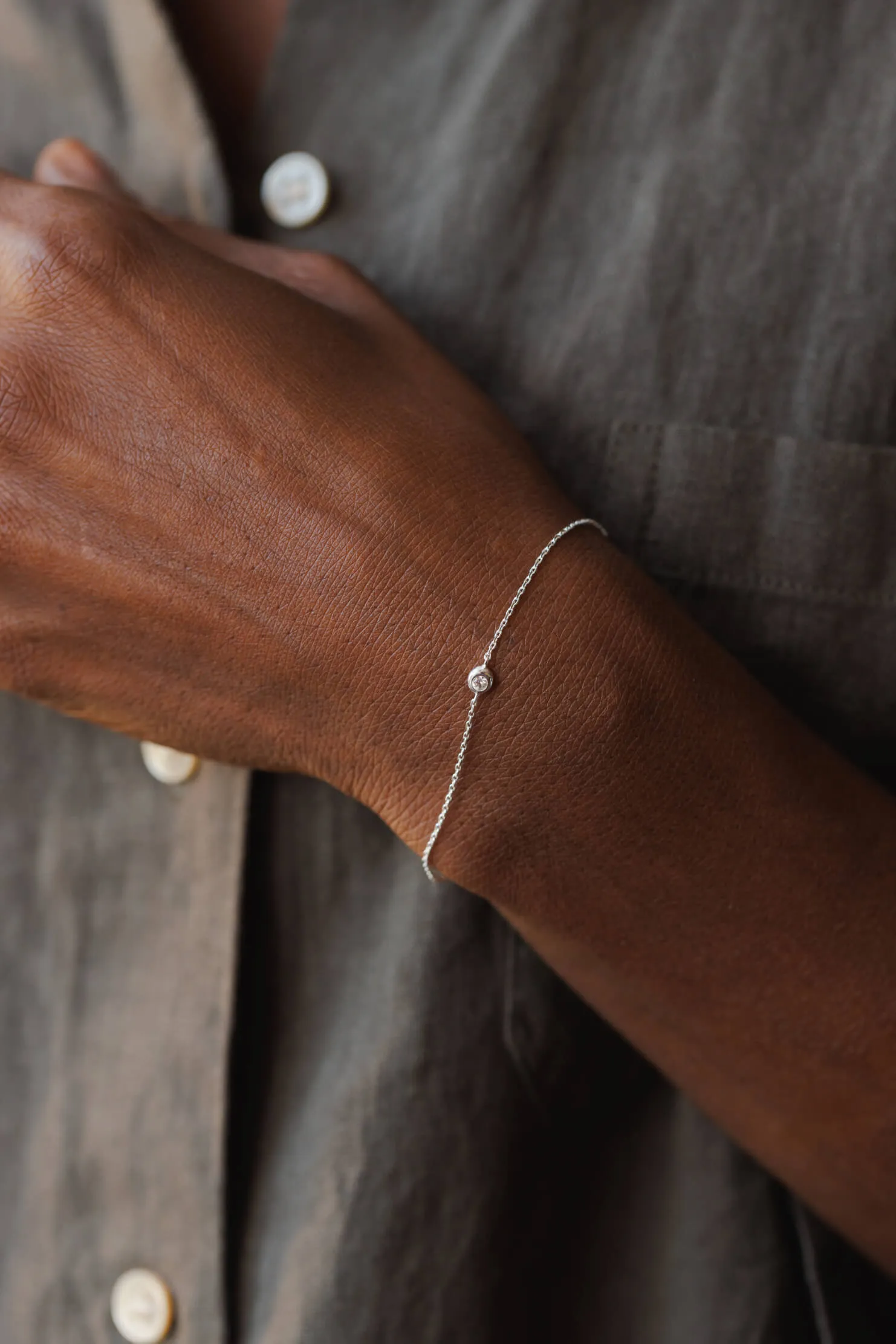 Gaia White Sapphire Solitaire Bracelet