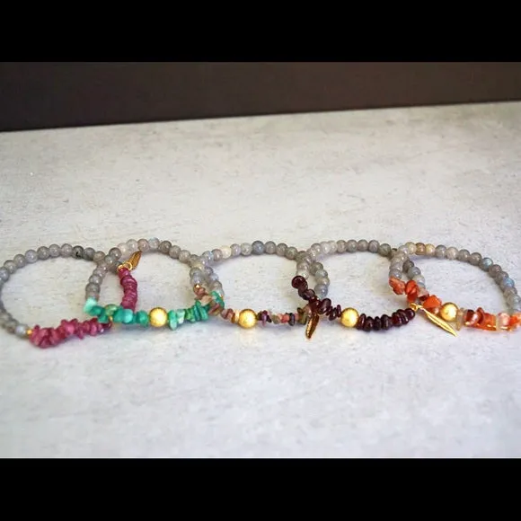 GEMSTONE AND LABRADORITE BRACELETS