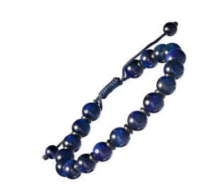 Gemstone Beads with Alternating Accent Spacers Pull Cord Bracelet