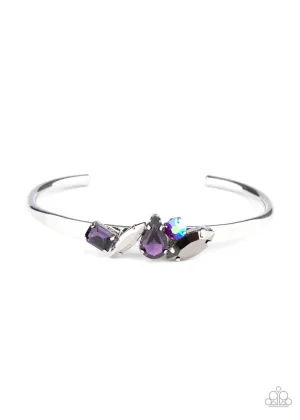 Gemstone Grotto - Purple - Hematite, and Iridescent Gem Paparazzi Cuff Bracelet