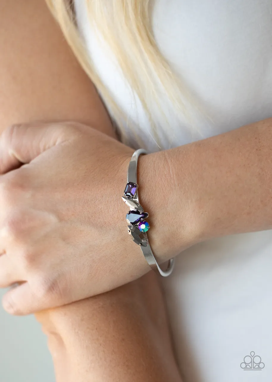 Gemstone Grotto - Purple - Hematite, and Iridescent Gem Paparazzi Cuff Bracelet