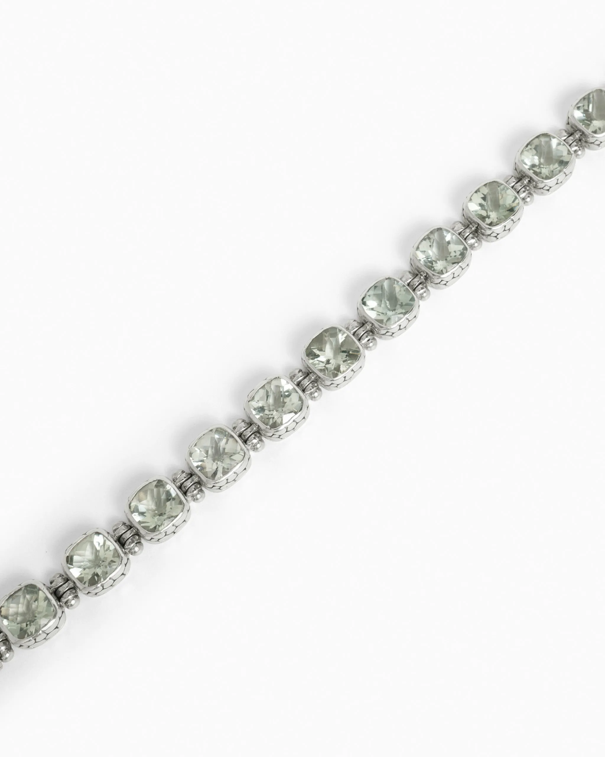 Gemstone Link Bracelet with Turtle Texture - Prasiolite