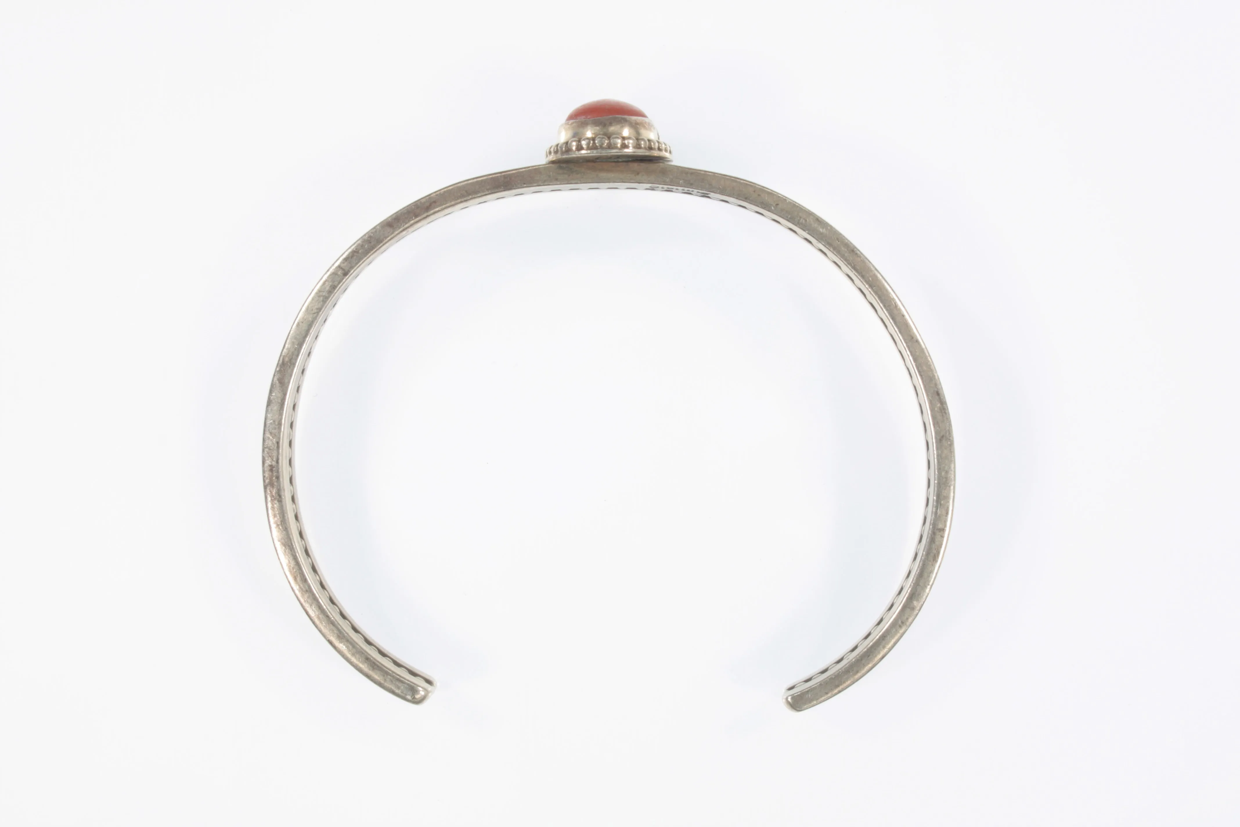 Gene Nataan Sterling Silver Red Coral Cuff Bracelet 15.7g