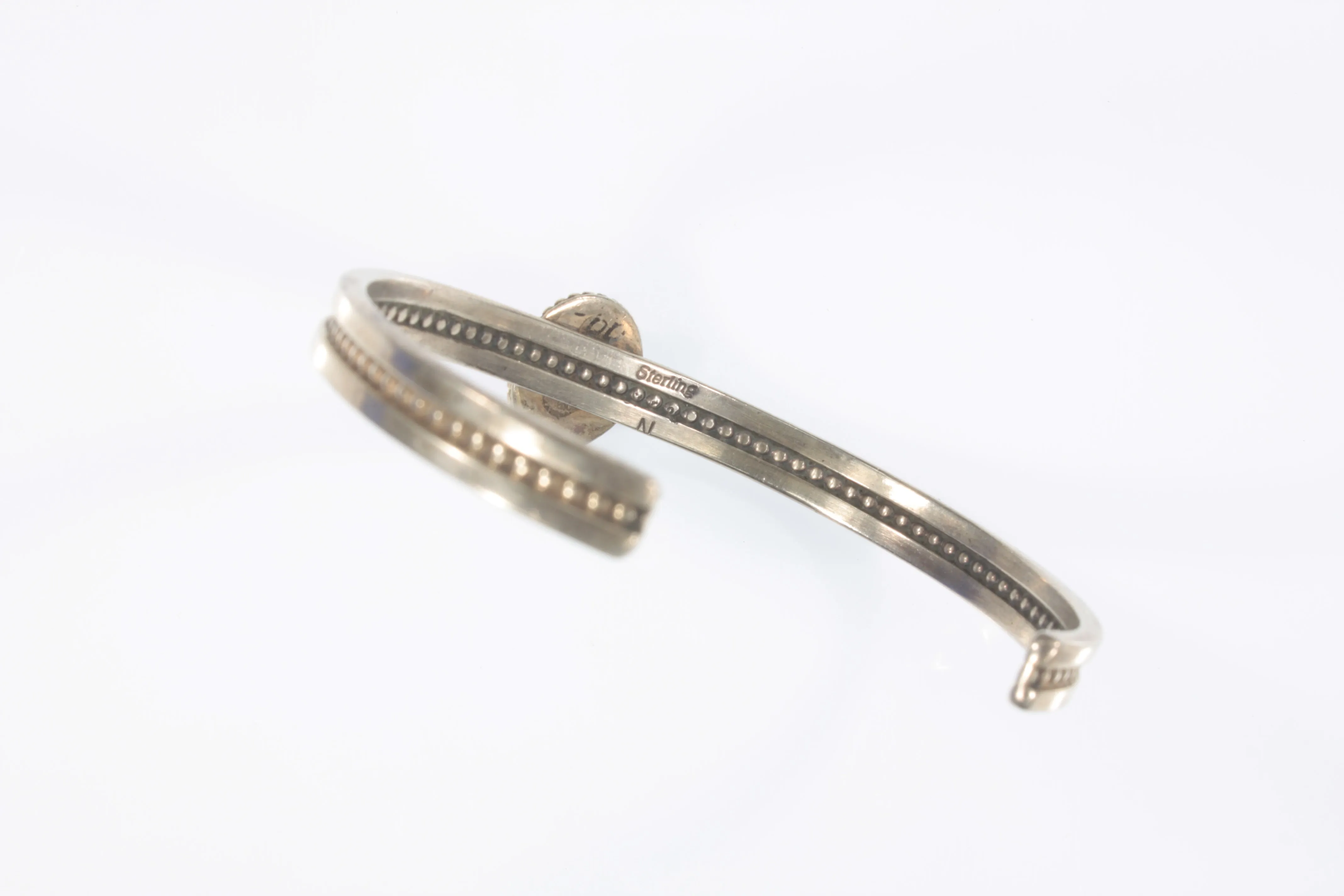 Gene Nataan Sterling Silver Red Coral Cuff Bracelet 15.7g