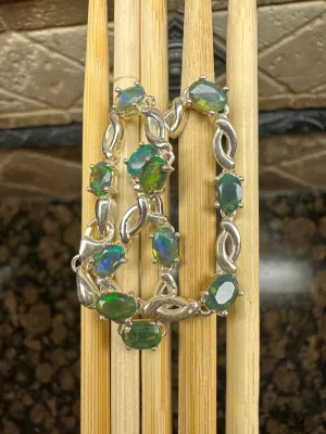Genuine Chalama Opal 925 Solid Sterling Silver Unisex Bracelets 8"