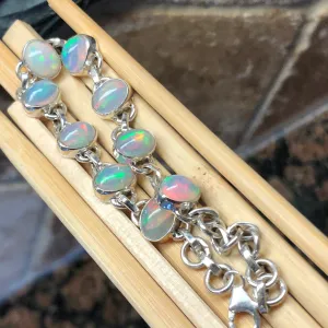 Genuine Ethiopian Opal 925 Solid Sterling Silver Unisex Bracelets 8"