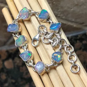 Genuine Ethiopian Opal 925 Solid Sterling Silver Unisex Bracelets 8"