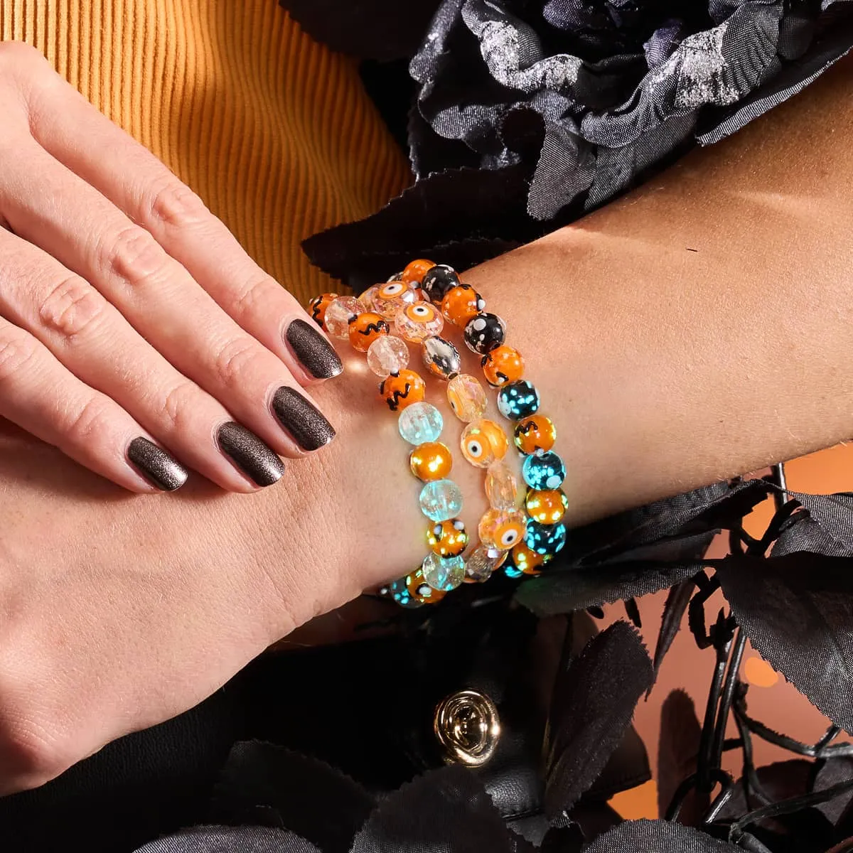 Glittering Gourds | Silver | Firefly Glass Pumpkin Bracelet