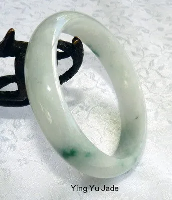 Glowing Precious "Old Mine" Moss in Snow Burmese Jadeite Bangle Bracelet 57.5mm (BB2913)