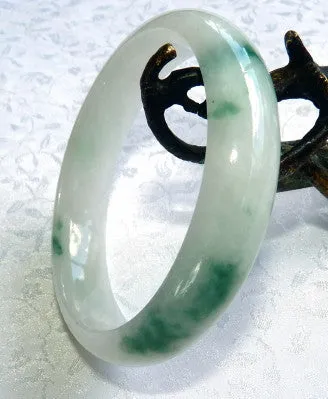 Glowing Precious "Old Mine" Moss in Snow Burmese Jadeite Bangle Bracelet 57.5mm (BB2913)