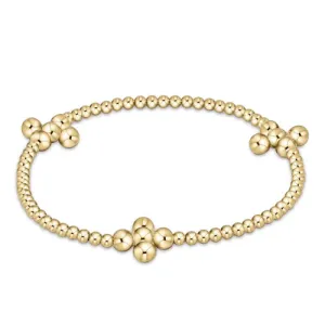 Gold 2.5mm Bead Bracelet 4mm Signature Cross