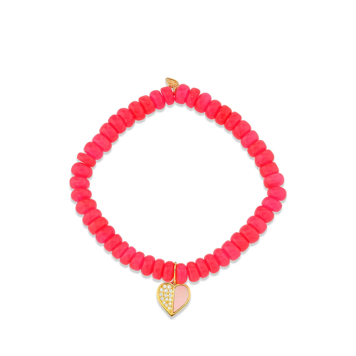 Gold & Diamond Heart on Hot Pink Ethiopian Opal