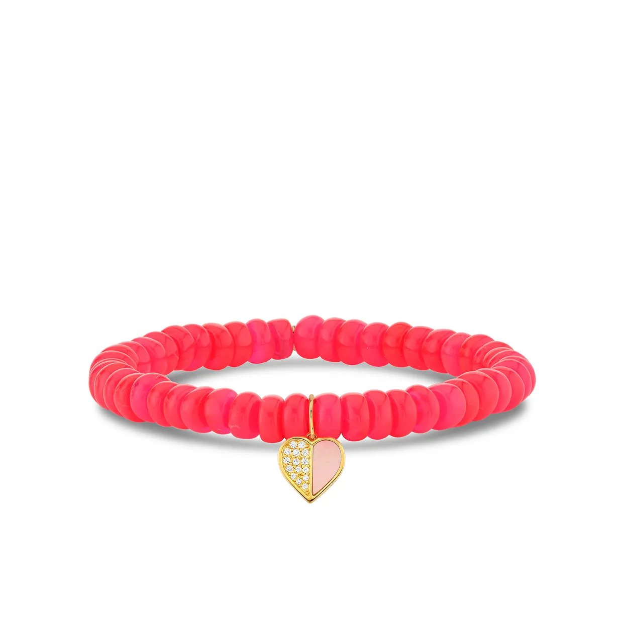 Gold & Diamond Heart on Hot Pink Ethiopian Opal