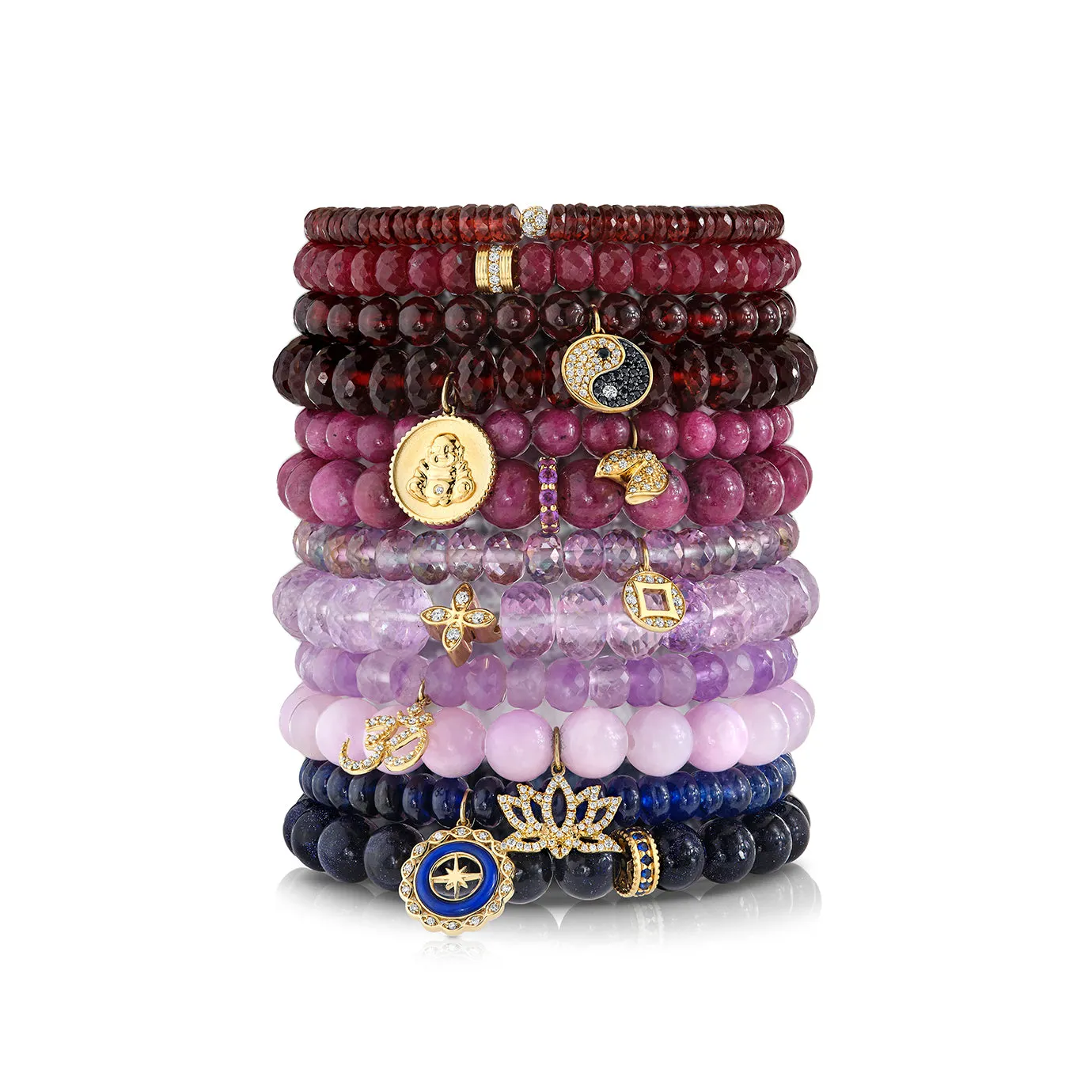 Gold & Diamond Om on Lavender Amethyst