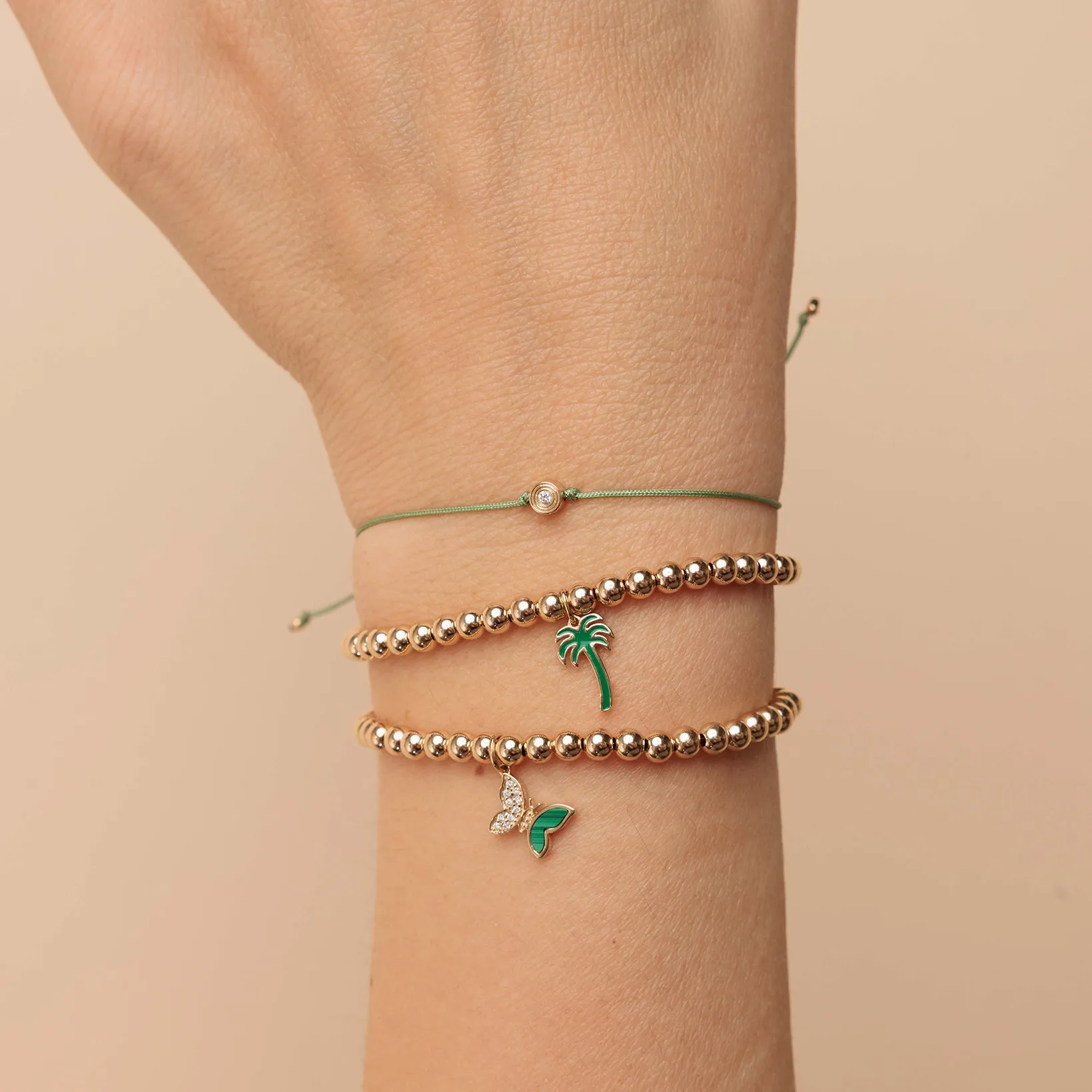 Gold & Enamel Palm Tree on Gold Beads