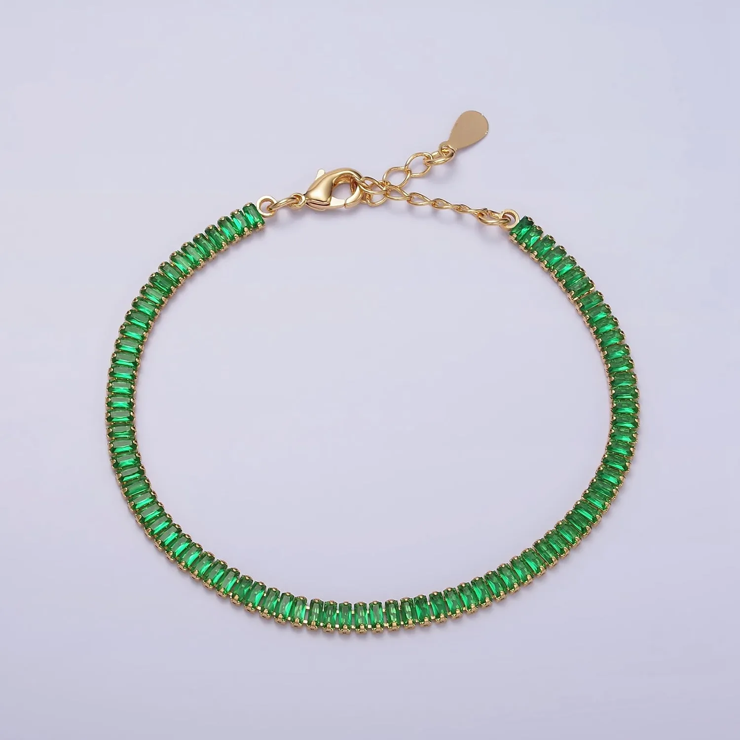 Gold Filled Tennis Bracelet, Baguette Emerald Green, Clear Pave CZ Bracelet for WA1818 WA1819 WA1821