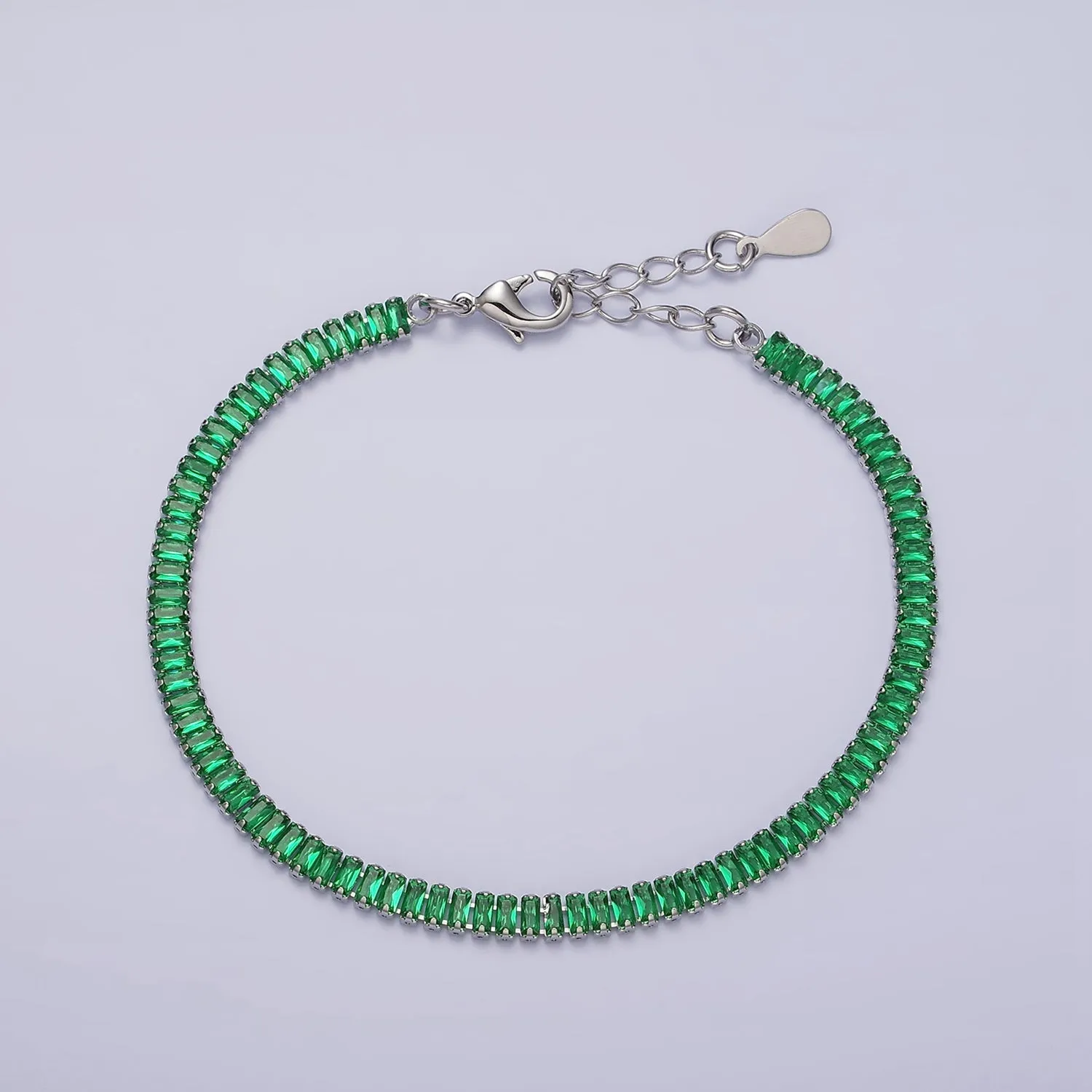 Gold Filled Tennis Bracelet, Baguette Emerald Green, Clear Pave CZ Bracelet for WA1818 WA1819 WA1821