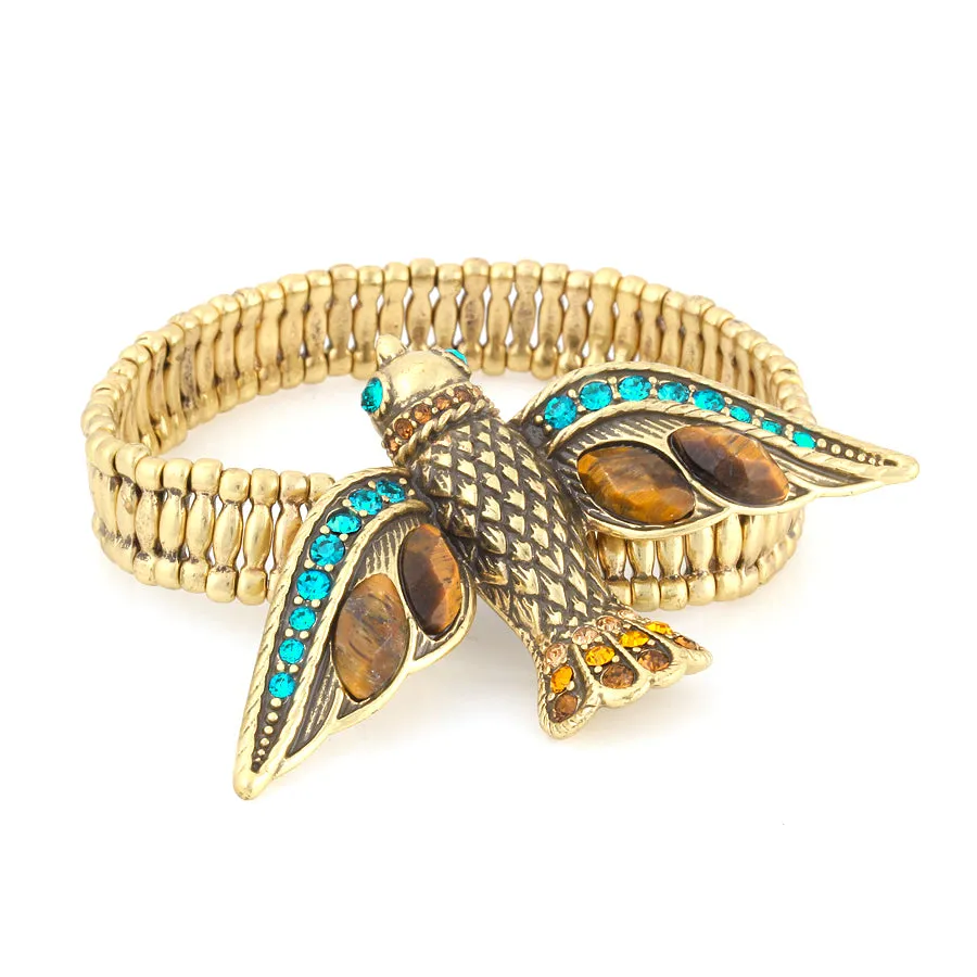 GOLD MULTI CRYSTAL BIRD BRACELETS #301MT2201 (5B5/9C4/1F3)
