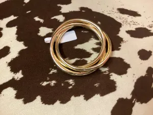 Gold Three Intertwined Metal Tone Bracelets