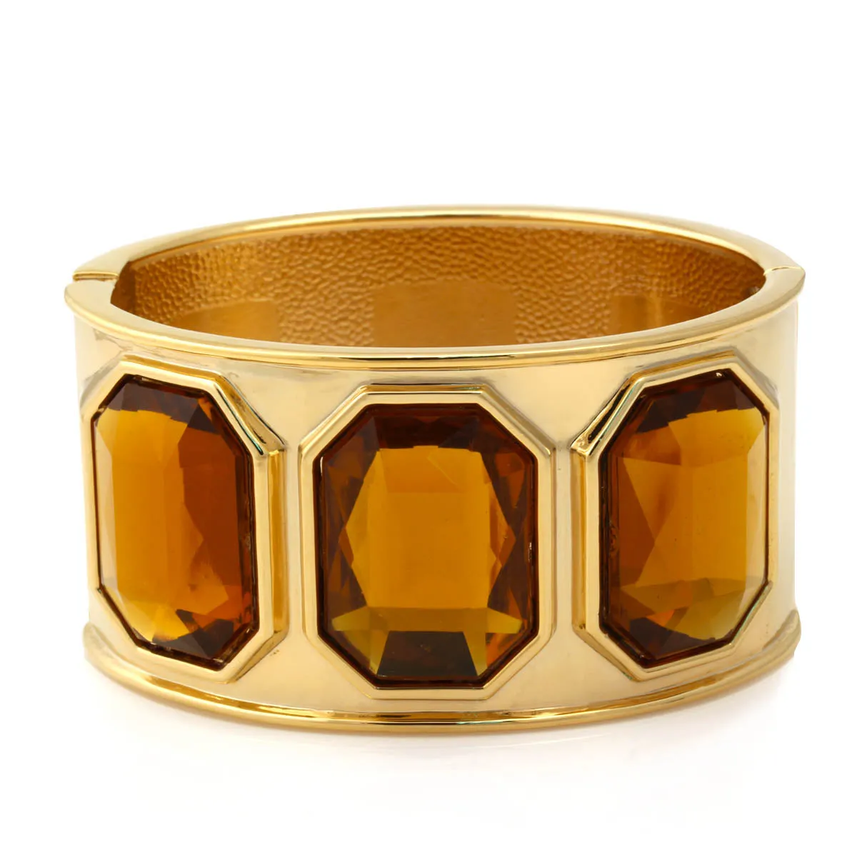 GOLD TOPAZ FACETED CRYSTAL HINGED BRACELET #FW-B377GTP (15th Showroom)