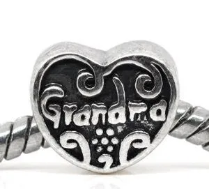 Grandma Heart European Bead Compatible for Most European Snake Chain Bracelet