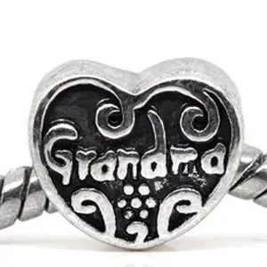 Grandma Heart European Bead Compatible for Most European Snake Chain Bracelet
