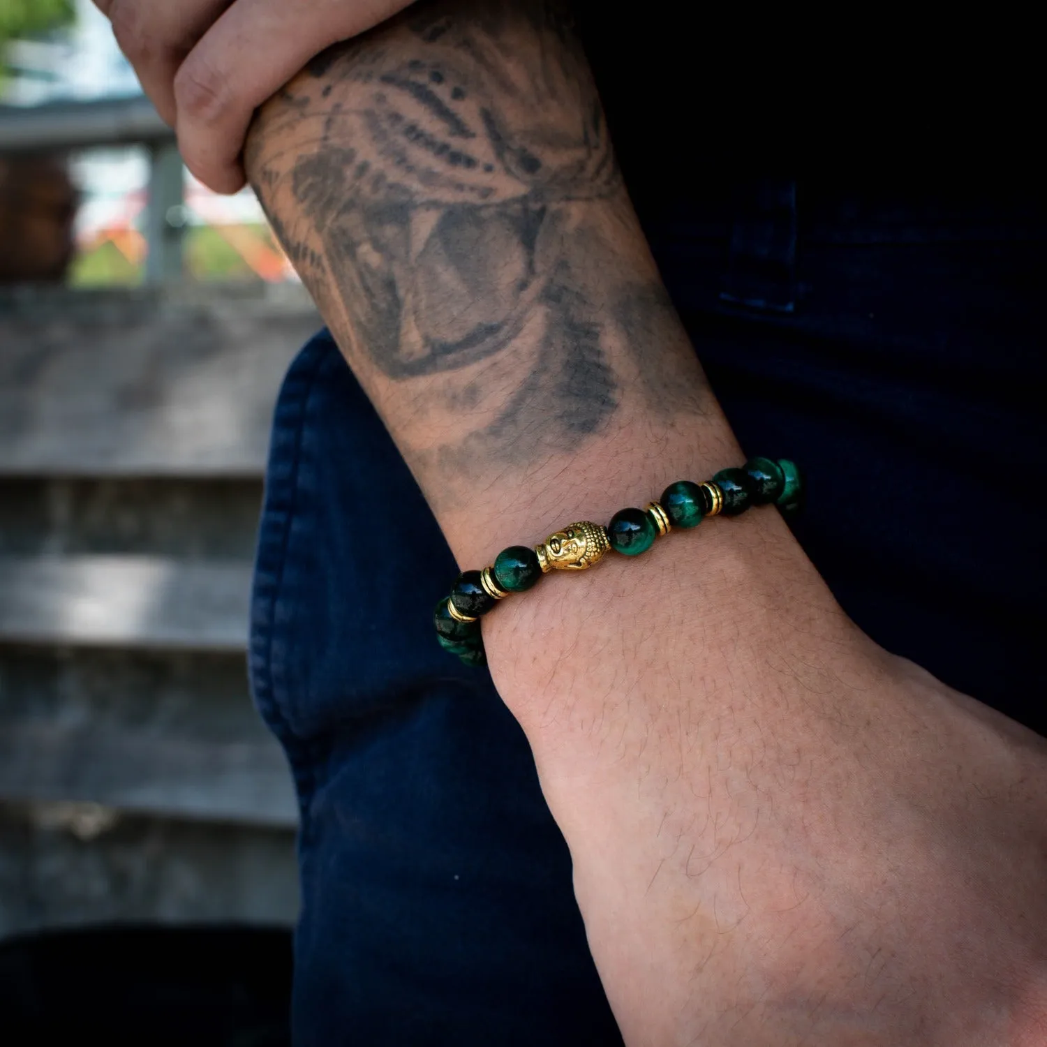 Green Buddha Bead Bracelet