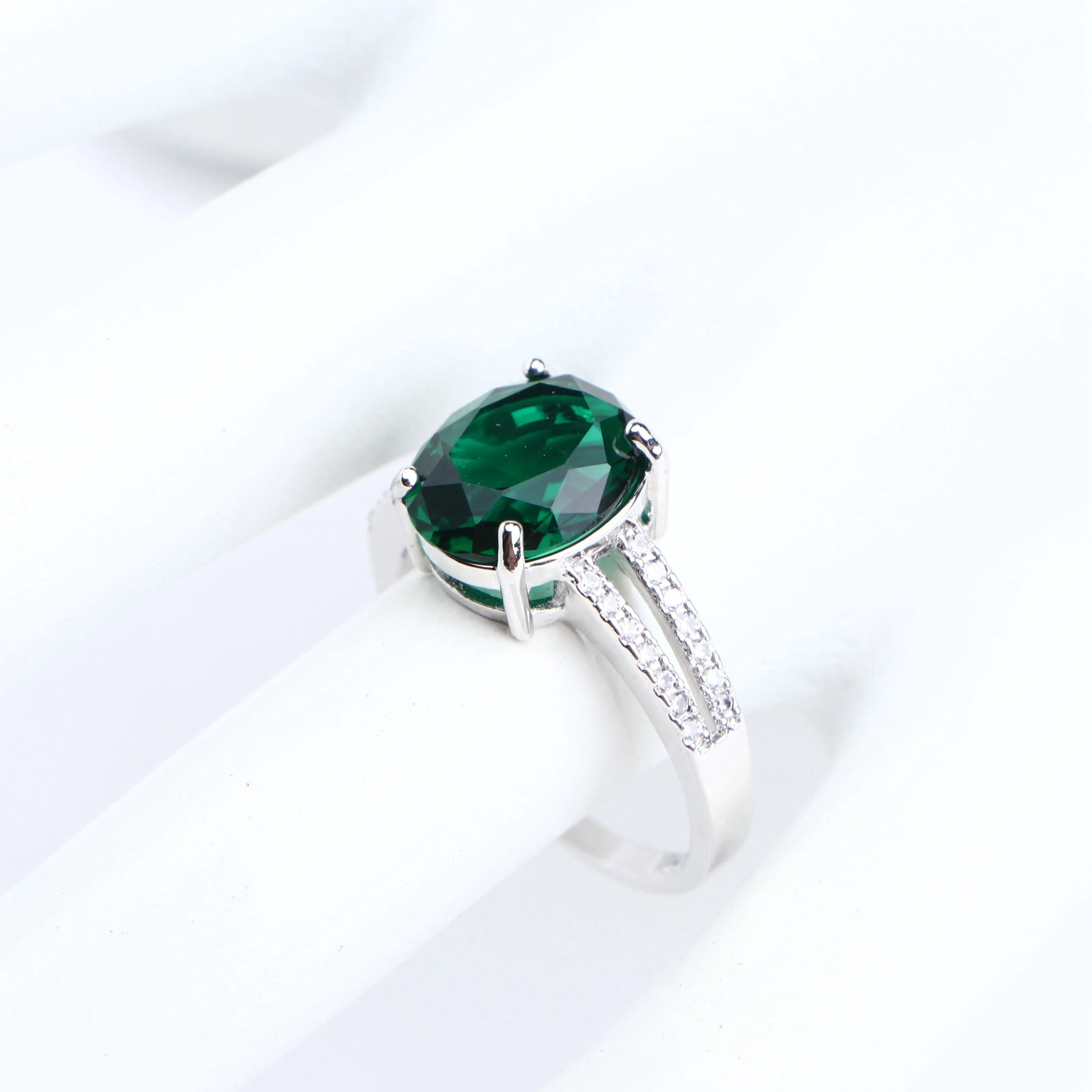 Green CZ Silver Pendant Necklace Bracelets Earrings and Ring