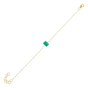Green Emerald Cut Bracelet 14K