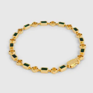 Green Gemstone Clover Bracelet (Gold)