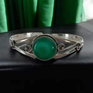 Green Onyx Solid 925 Sterling Silver Cuff Bracelet