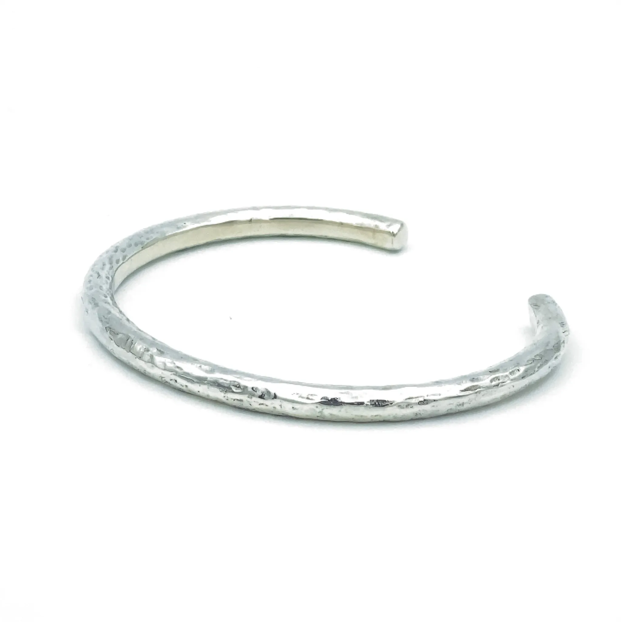Hammered Round Silver Cuff