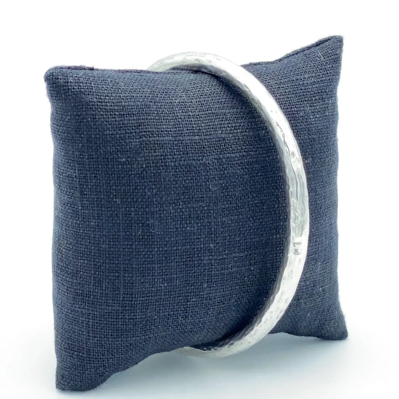 Hammered Round Silver Cuff