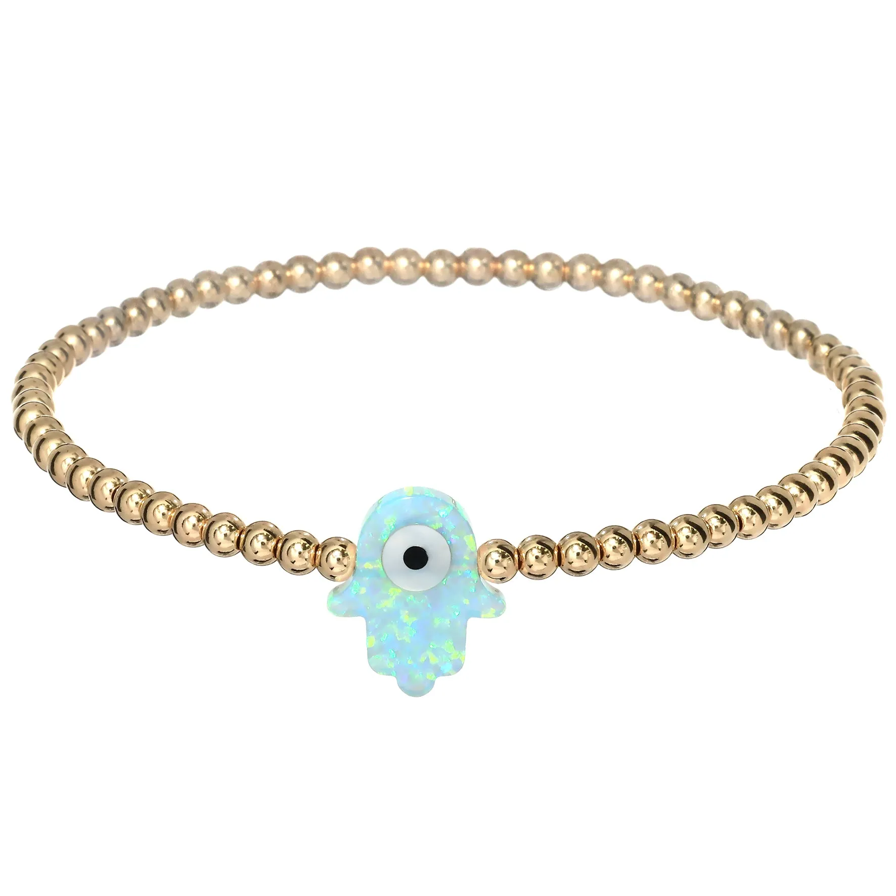 HAMSA | Opal Charm and 14K Gold Filled Beads Bracelet
