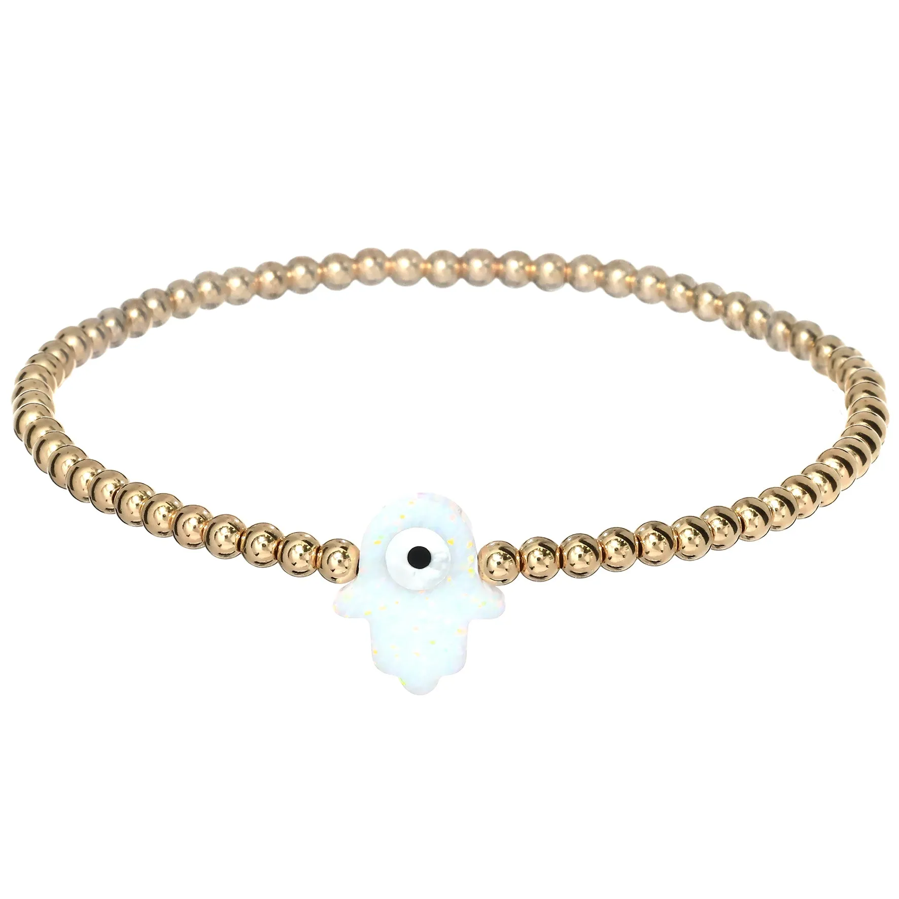 HAMSA | Opal Charm and 14K Gold Filled Beads Bracelet