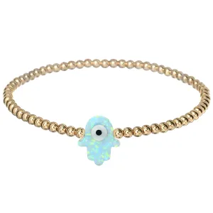 HAMSA | Opal Charm and 14K Gold Filled Beads Bracelet