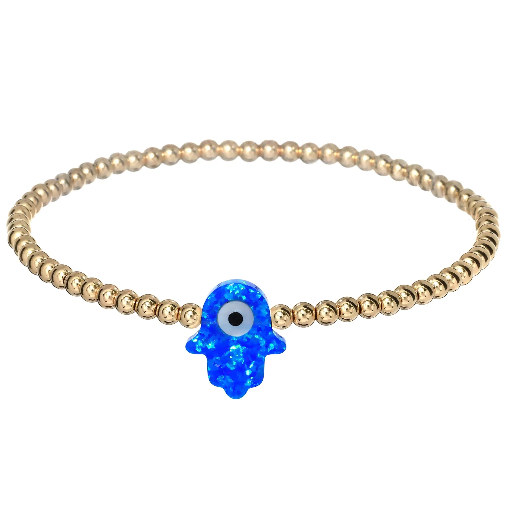 HAMSA | Opal Charm and 14K Gold Filled Beads Bracelet