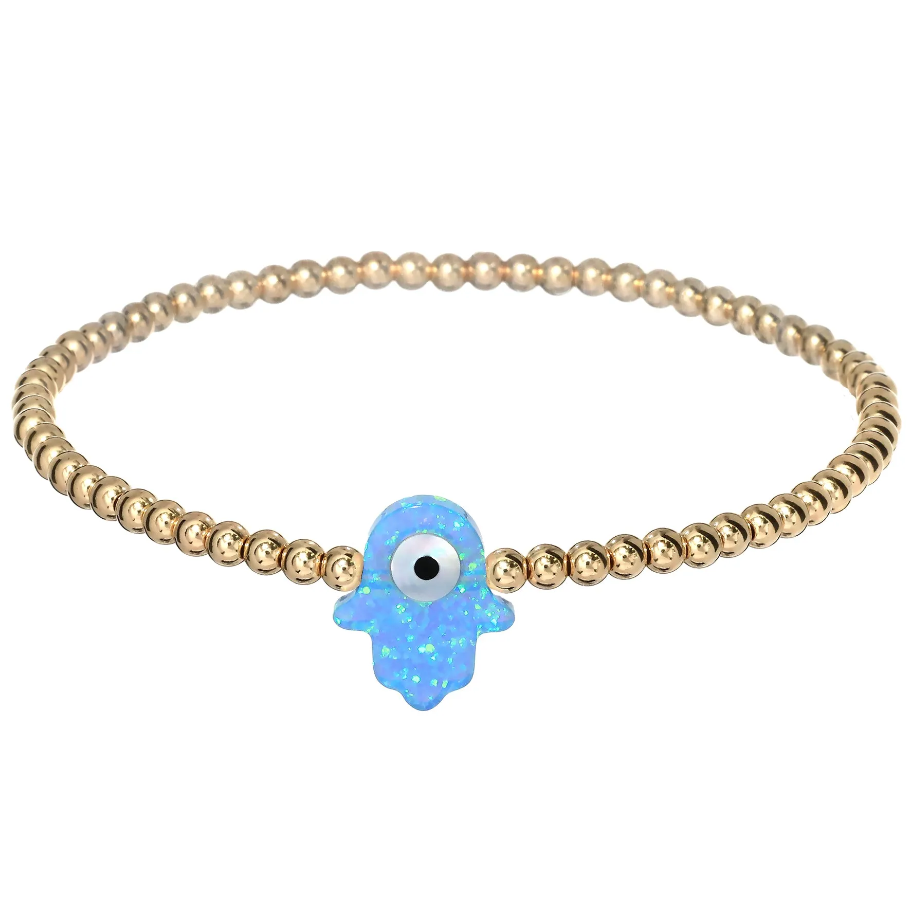 HAMSA | Opal Charm and 14K Gold Filled Beads Bracelet