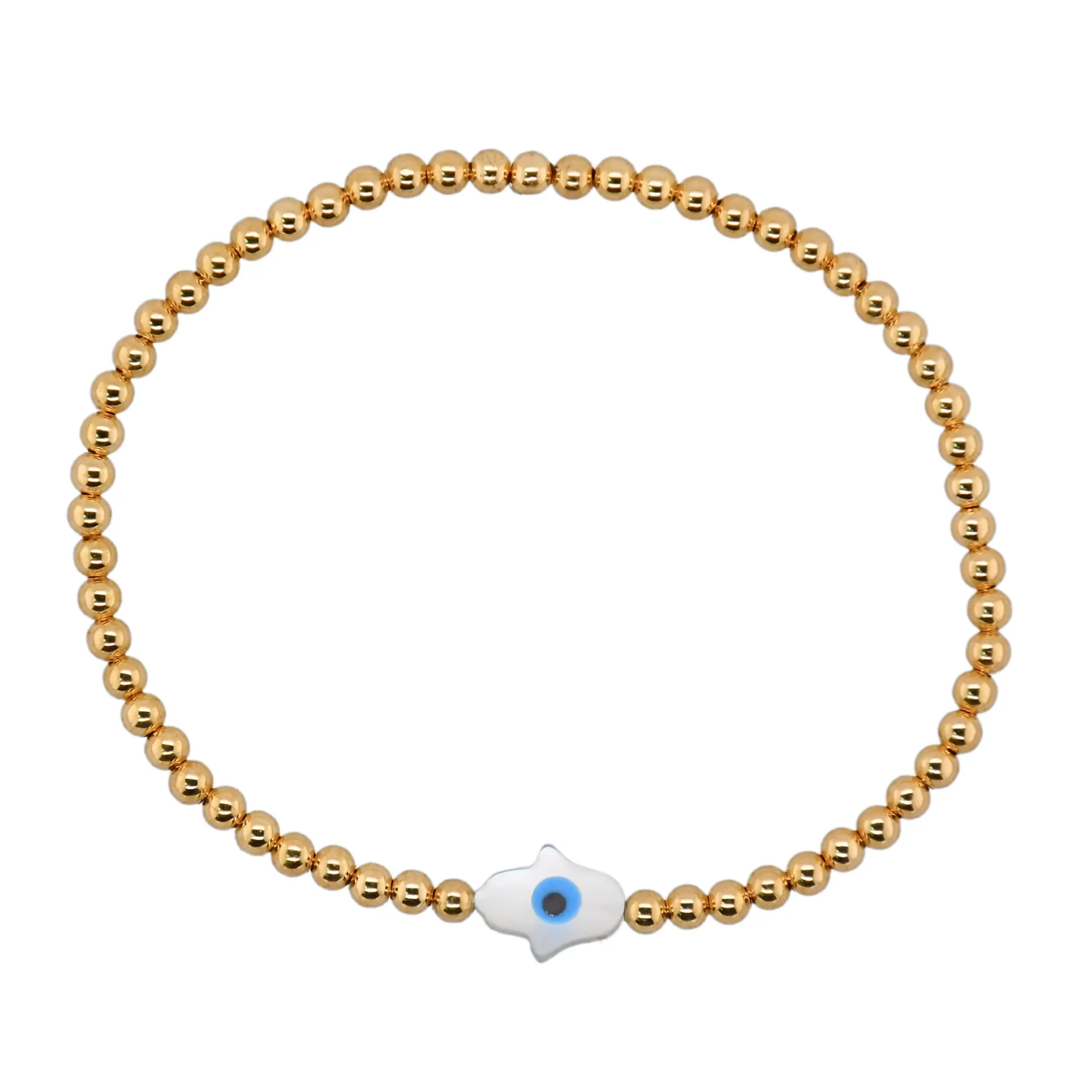 HAND EVIL EYE MOP | Opal Charm and 14K Gold Filled Beads Bracelet