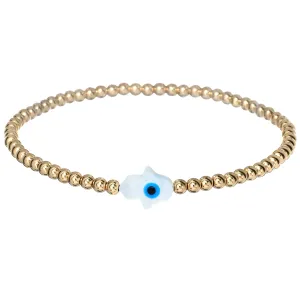 HAND EVIL EYE MOP | Opal Charm and 14K Gold Filled Beads Bracelet