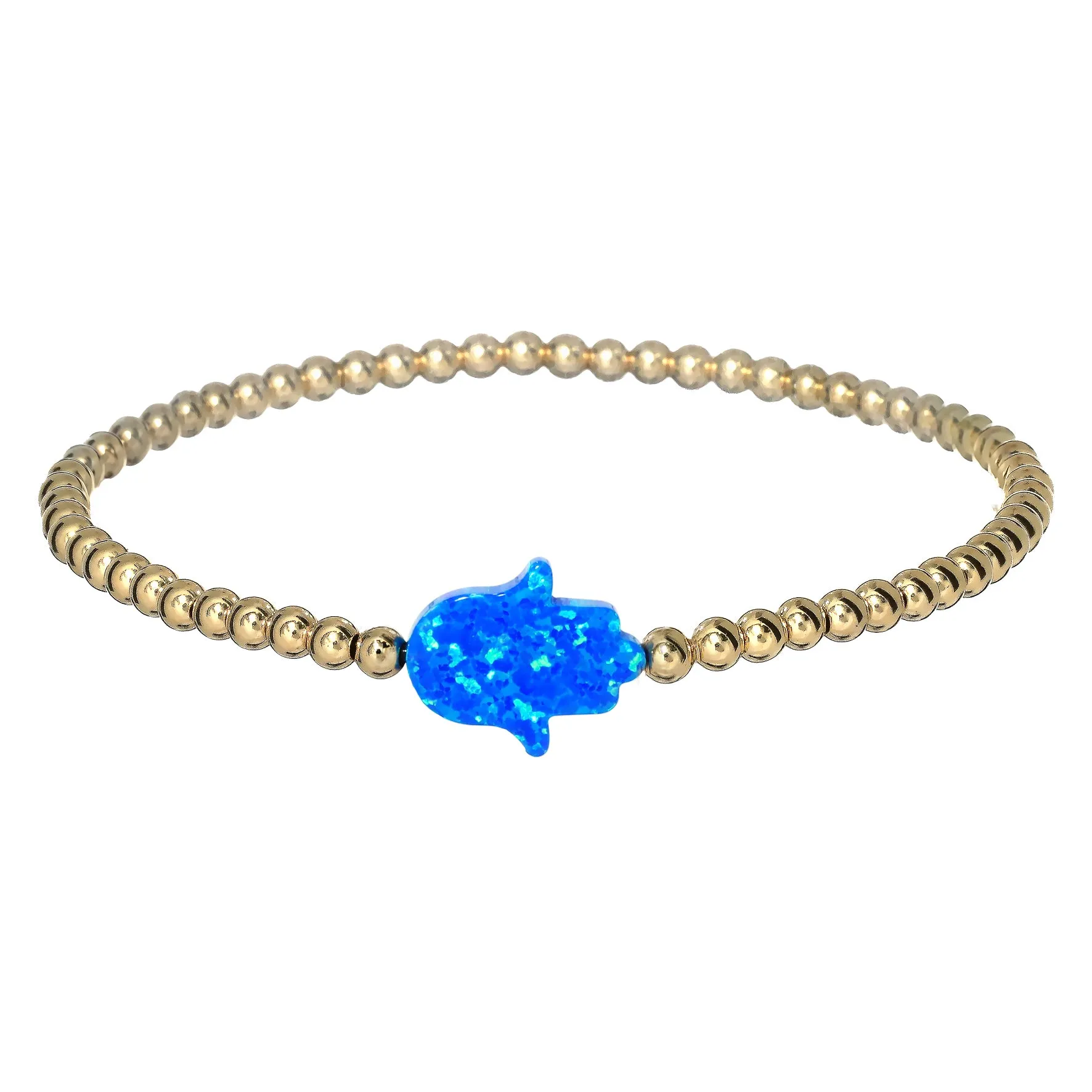 HAND | Opal Charm and 14K Gold Filled Beads Bracelet - Large
