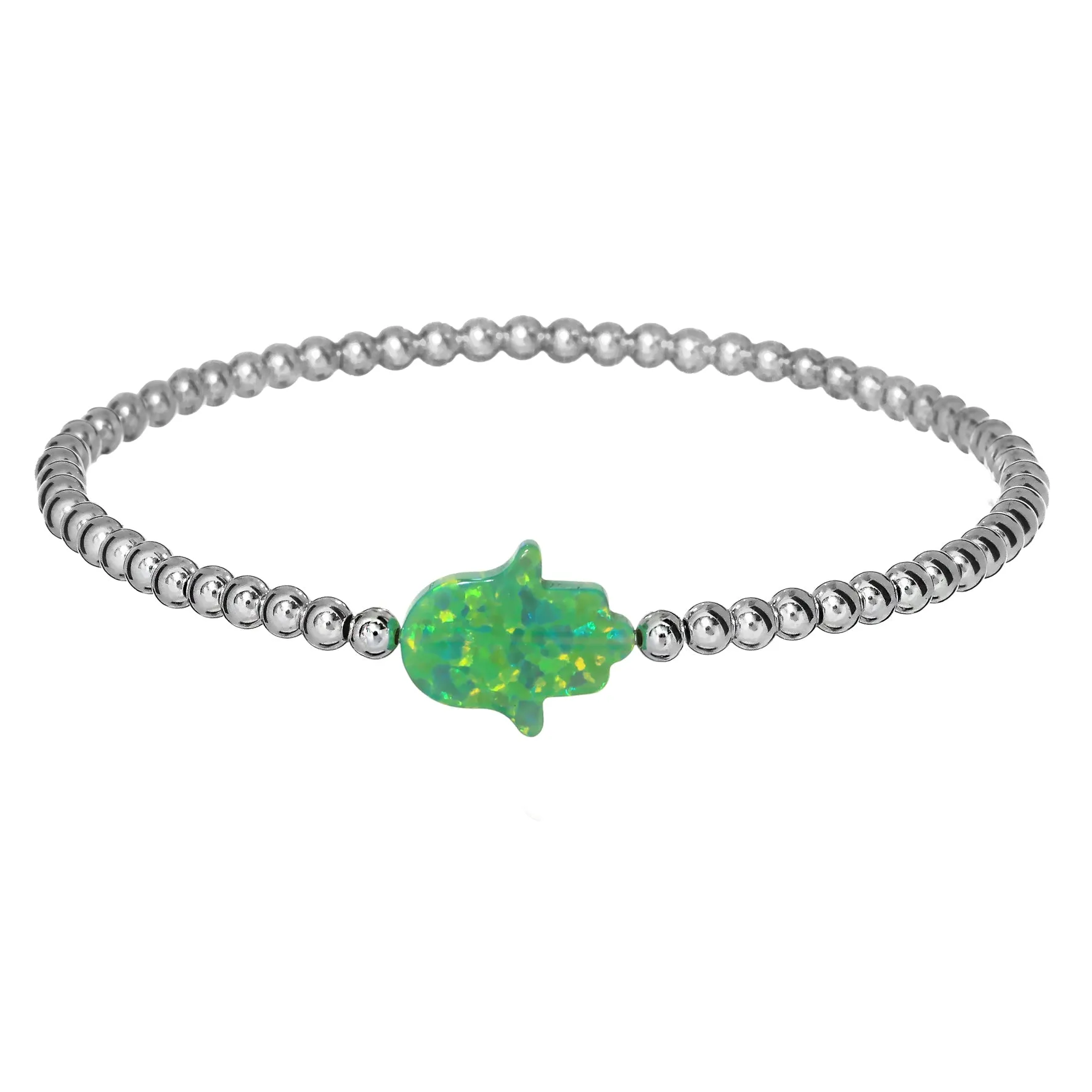 HAND | Opal Charm and 14K Gold Filled Beads Bracelet - Large