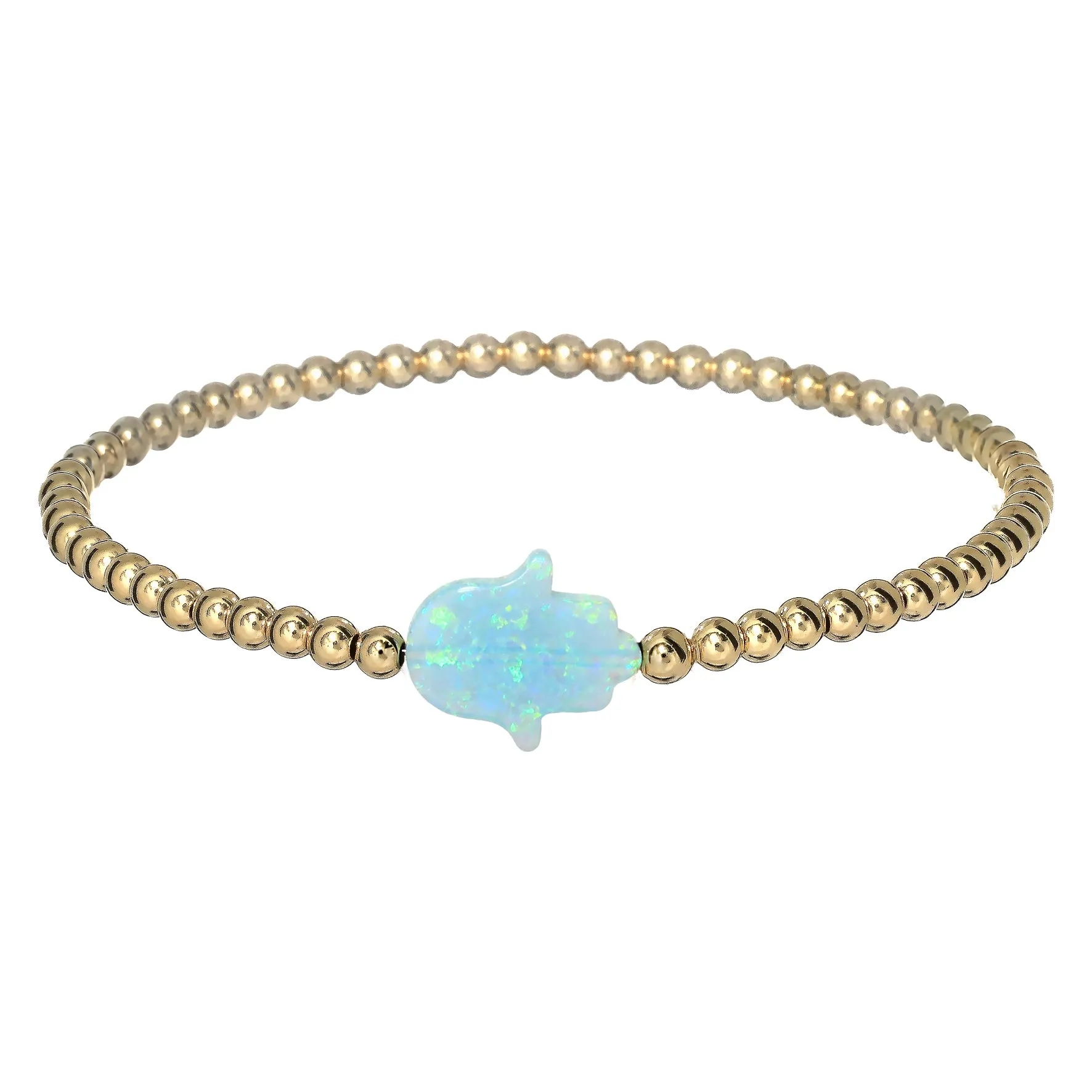 HAND | Opal Charm and 14K Gold Filled Beads Bracelet - Large