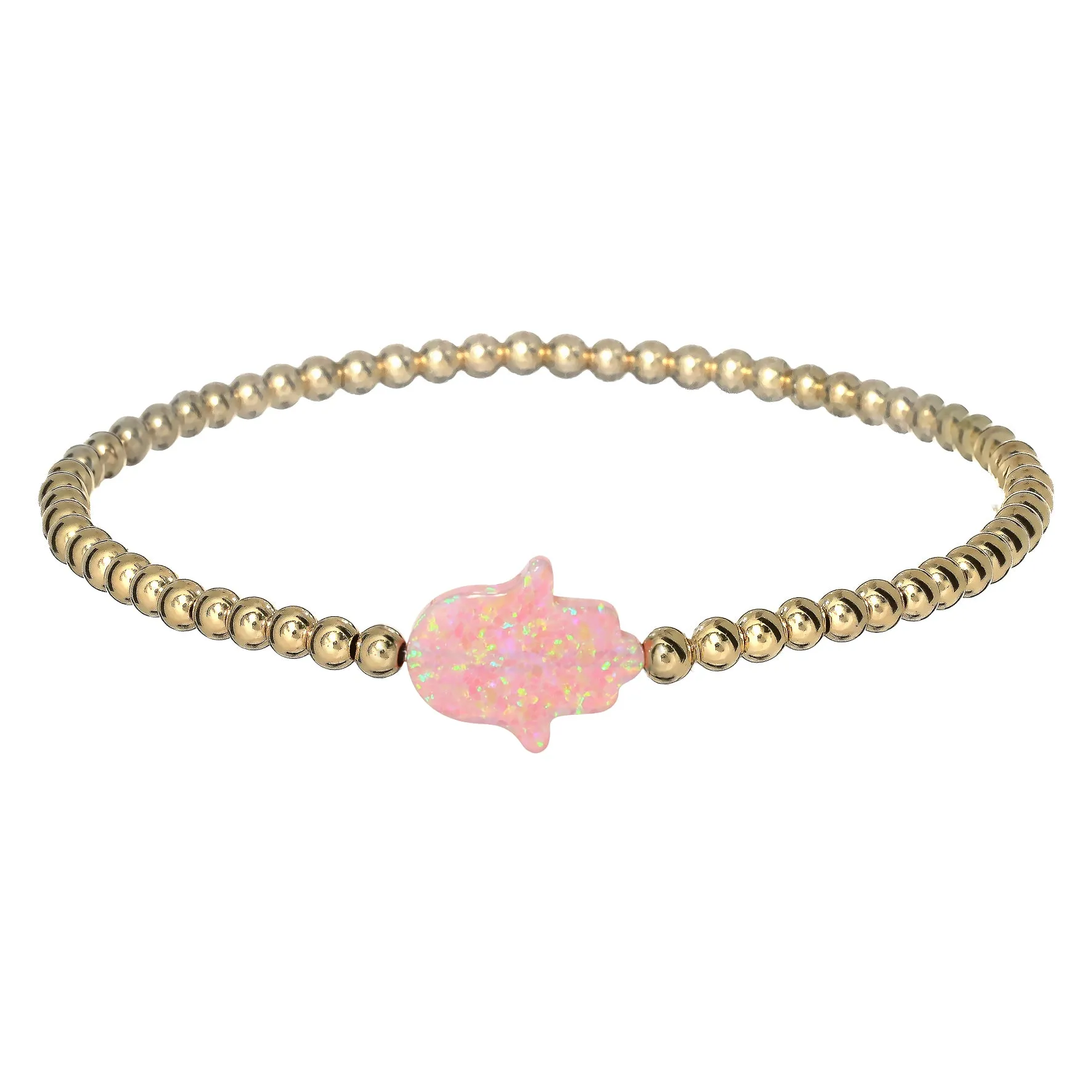 HAND | Opal Charm and 14K Gold Filled Beads Bracelet - Large