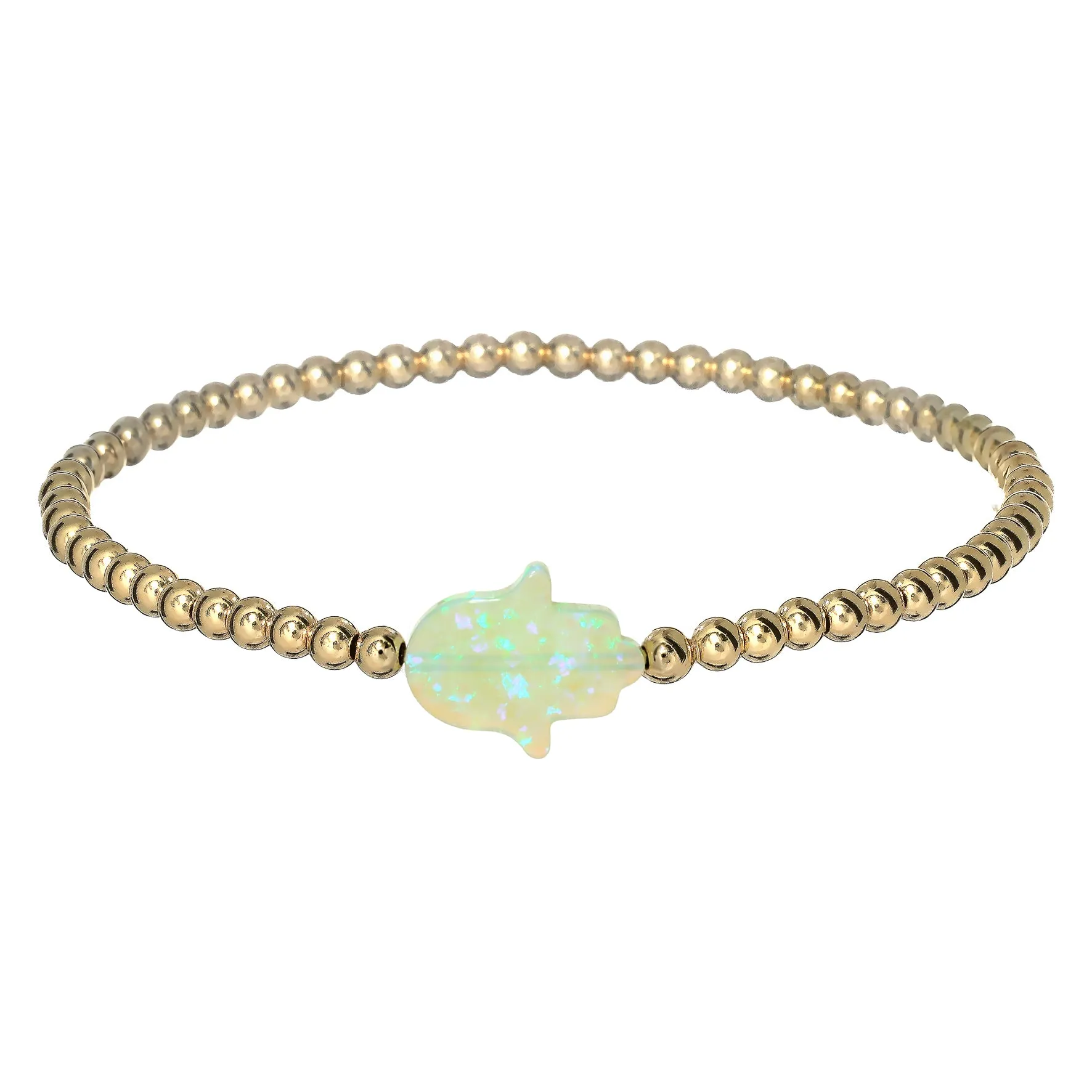 HAND | Opal Charm and 14K Gold Filled Beads Bracelet - Large