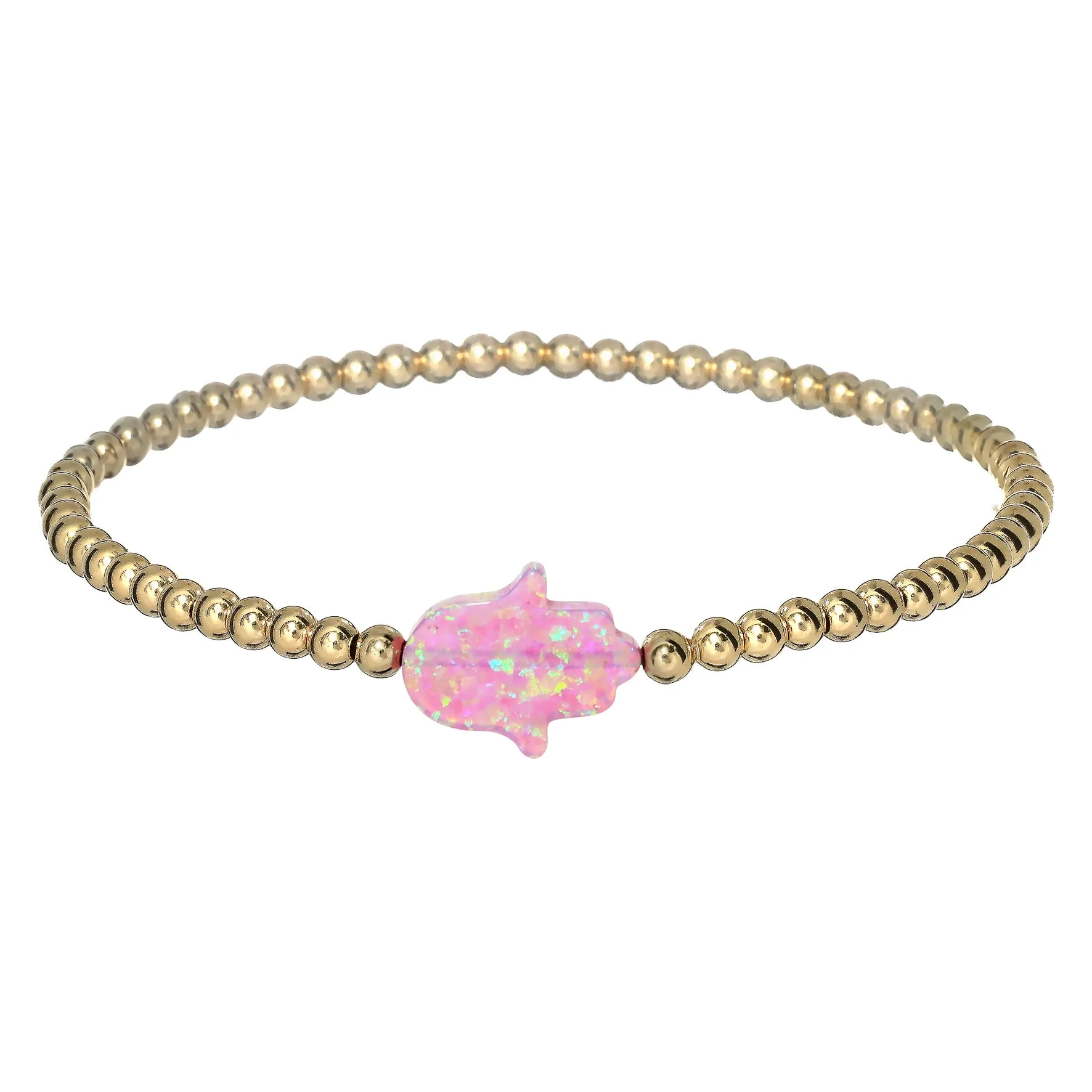 HAND | Opal Charm and 14K Gold Filled Beads Bracelet - Large